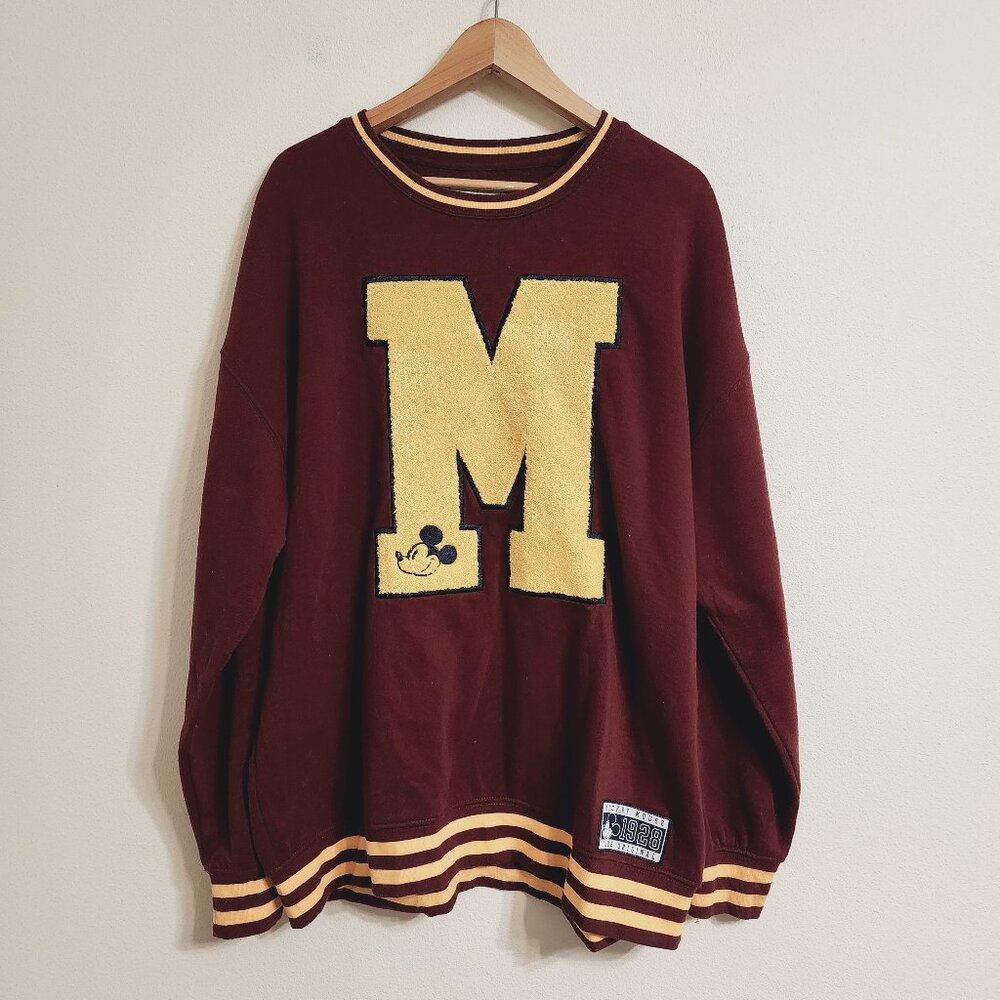 Disney Fashion Collection Sweatshirt Varsity Jersey Embroidered M Mickey Sz L
